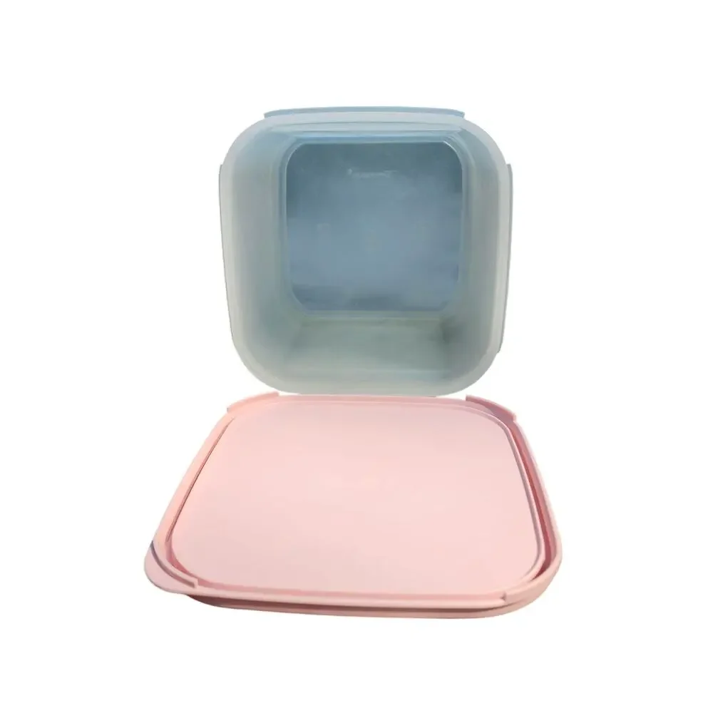 Tupperware VTG Modular Mates Square #3 & Oval #3 Pink Lid Dry Food Container Set